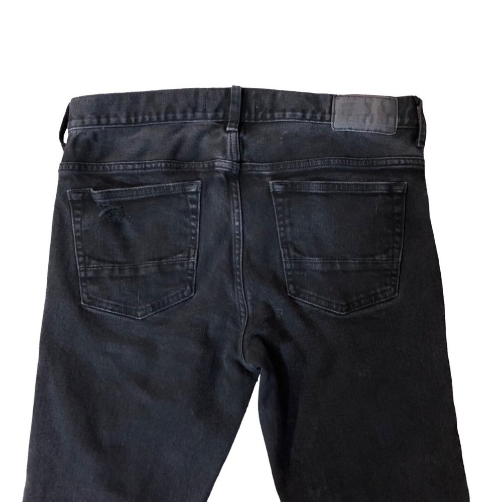 Pacsun Black Jeans Mens 32x32 Used Stacked Skinny Distressed Knees - Picture 6 of 16